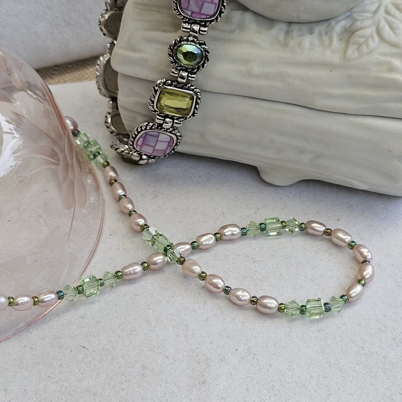 SET! 925 Pearl & Glass Bead Choker with Lia Sophia Granada Bracelet SET! - Picture 6 of 13